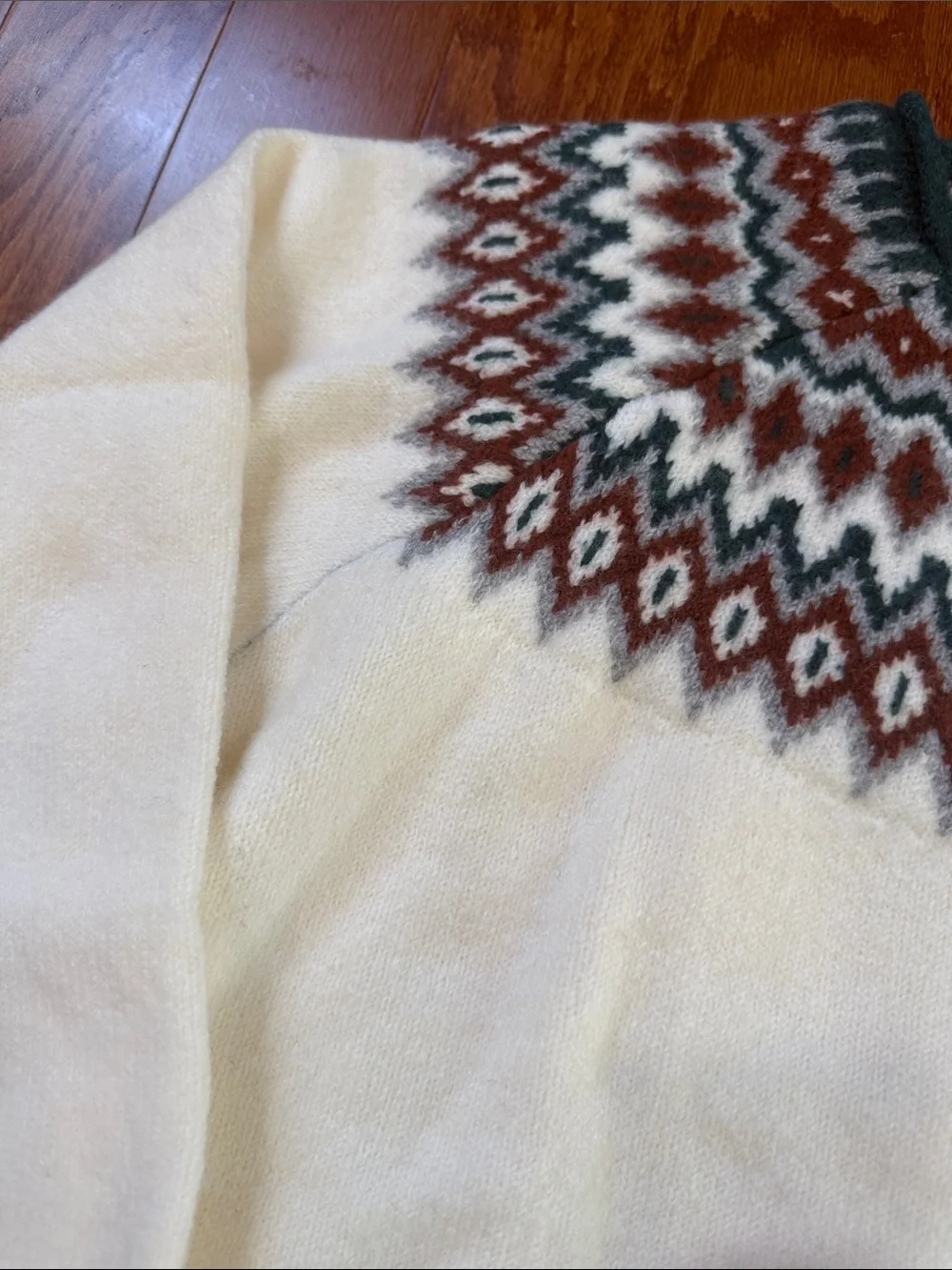 NWT Heritage Fair Isle Sweater | Ivory Green Rust Nordic Winter Knit - Picture 11 of 11